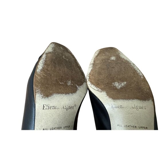 Etienne Aigner  Black Leather 2”Inch Heels Shoes Sz 8.5M - Picture 12 of 14